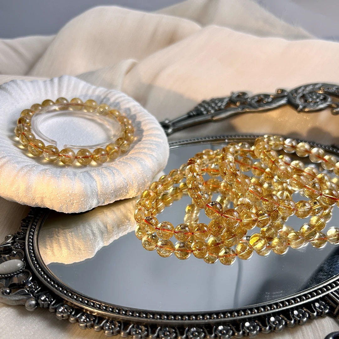 巴西黄塔晶手串蓝针共生 多样性发其一