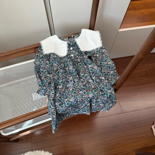 【编号F361】21085-19-儿童蕾丝边方领碎花连衣裙花色-Mooe