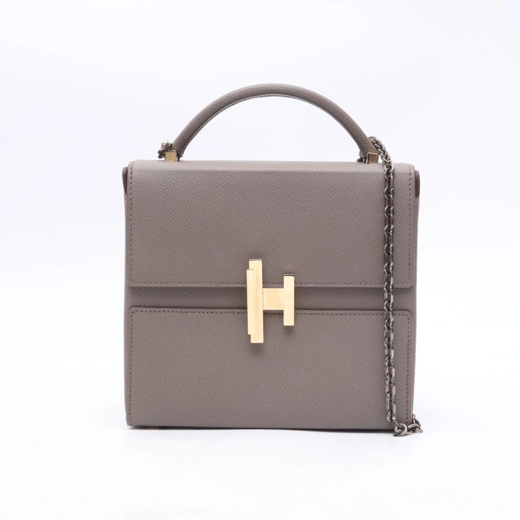 99新 Hermes/爱马仕 小花佳珊P205335707 盒子包18 锡器灰 D刻