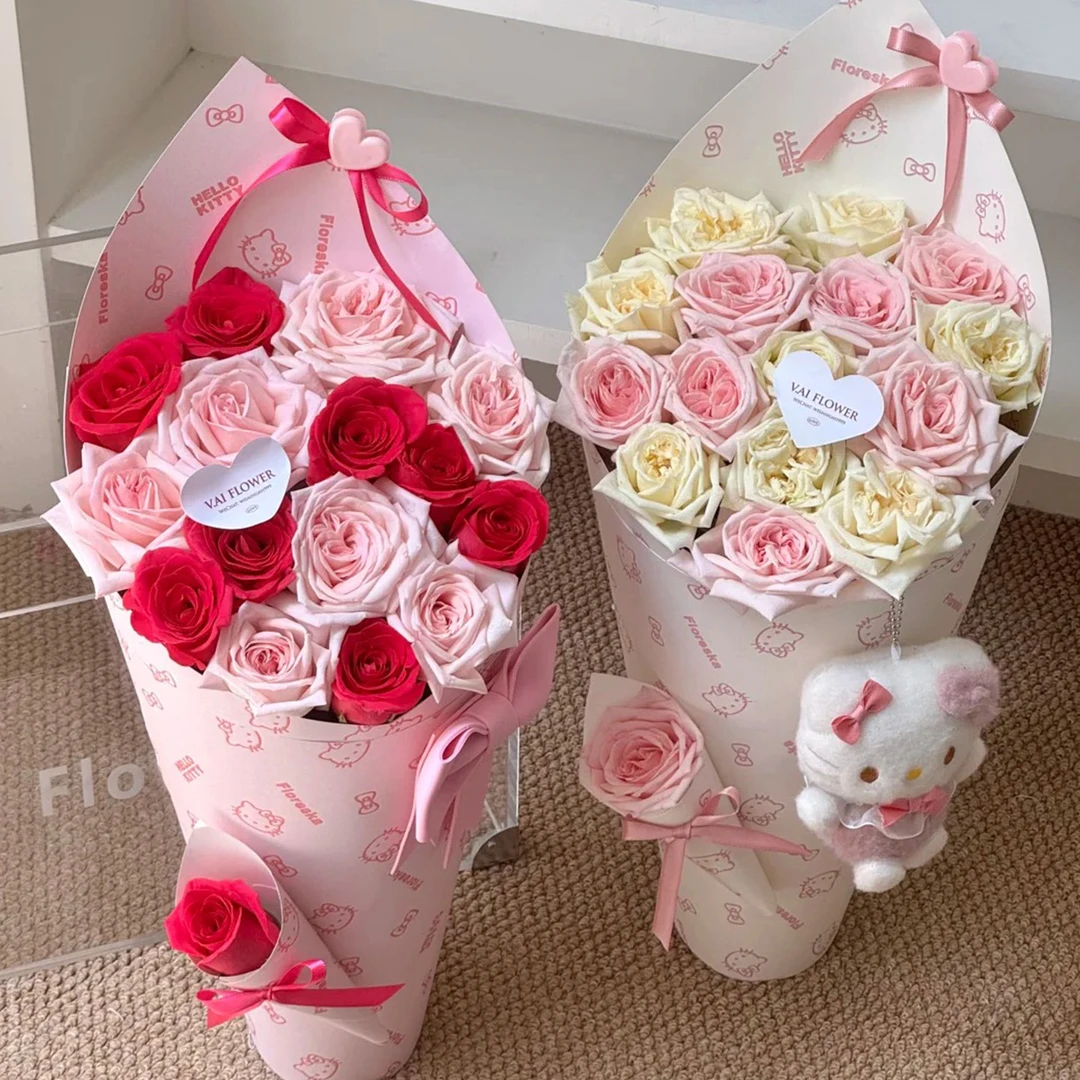 HelloKitty鲜花包装纸加厚硬挺造型纸玫瑰冰淇淋桶花束材料包花纸