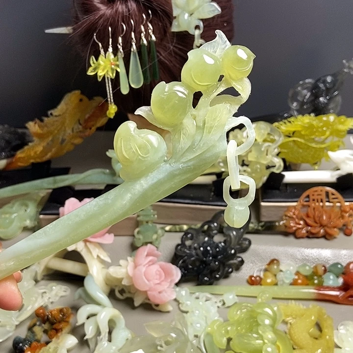 岫玉未镶嵌发簪发簪