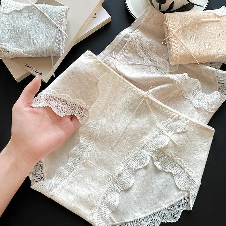 少女蕾丝蝴蝶结性感包臀无痕女士夏季三角内裤提臀透气舒适薄款