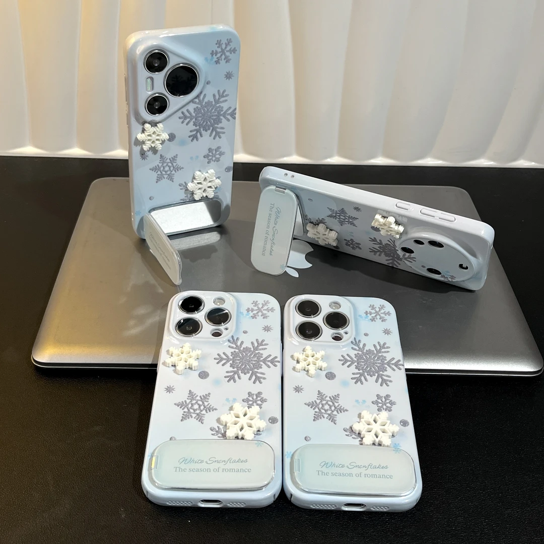 雅天立冬日氛围雪花适用苹果16菲林13手机壳华为P70vivoppo小米15