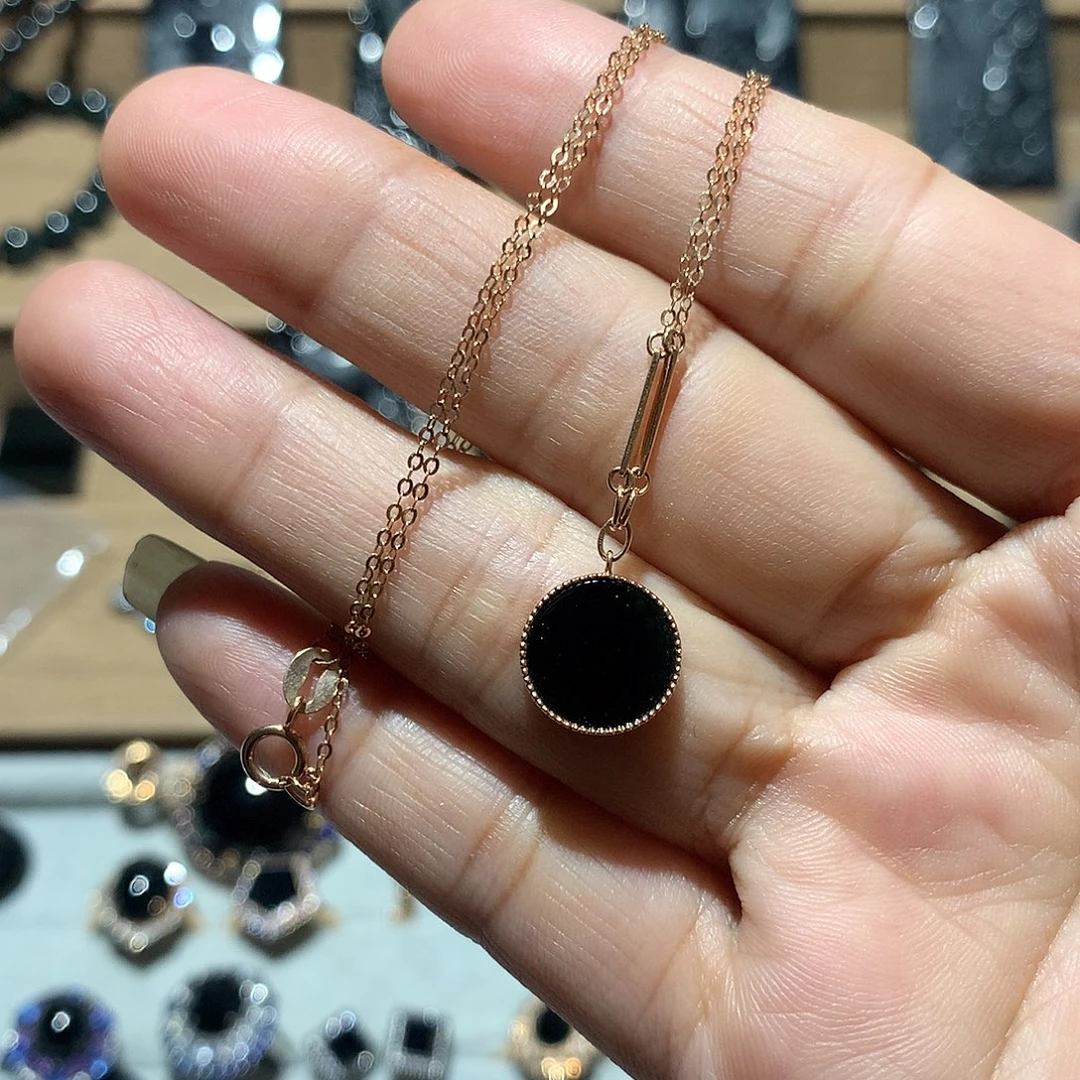 翡翠18K金镶嵌套链