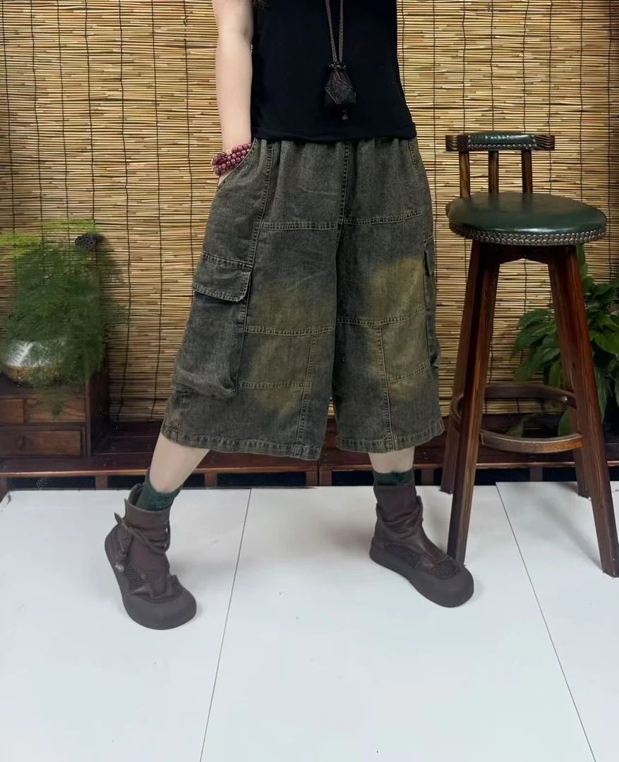 26063炒色二十四片拼接个性工装牛仔裤（长68左右，90-160斤）