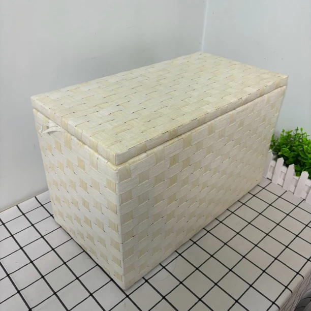 微瑕款长50*5宽26.5高32手工编织杂物收纳箱整理箱