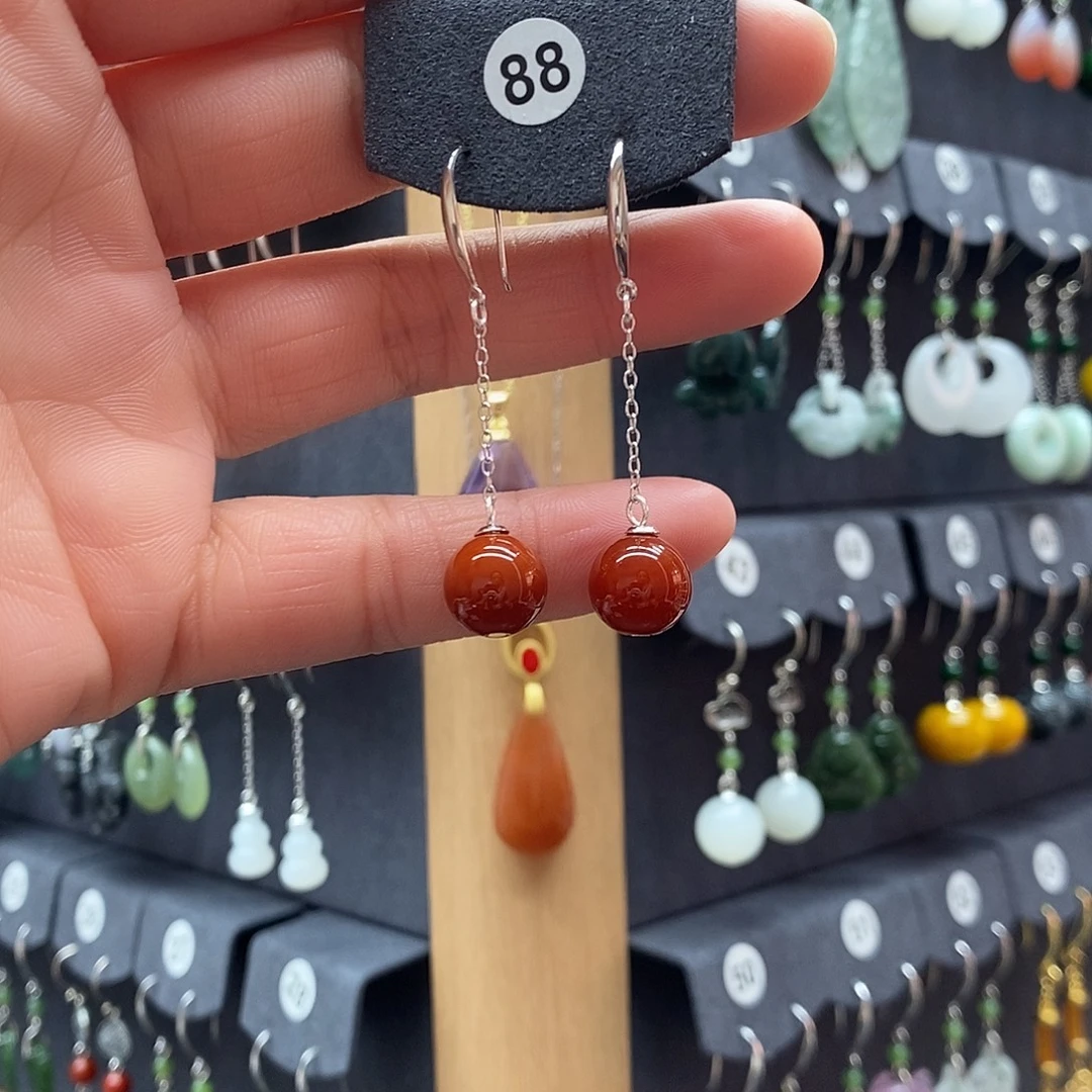 玛瑙/玉髓银S925镶嵌耳坠
