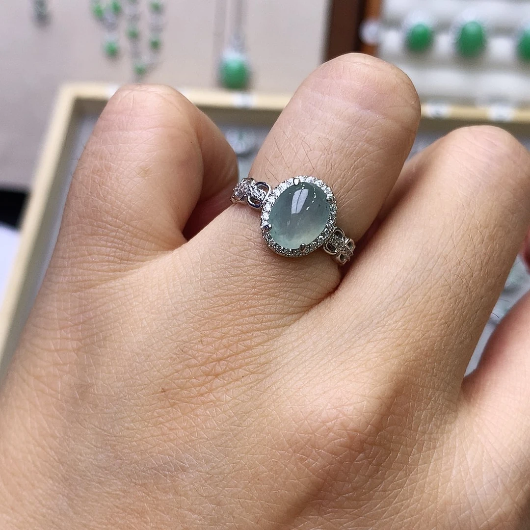 银S925镶嵌戒指翡翠161