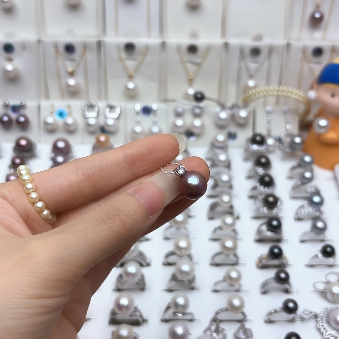 银S925镶嵌淡水珍珠耳饰