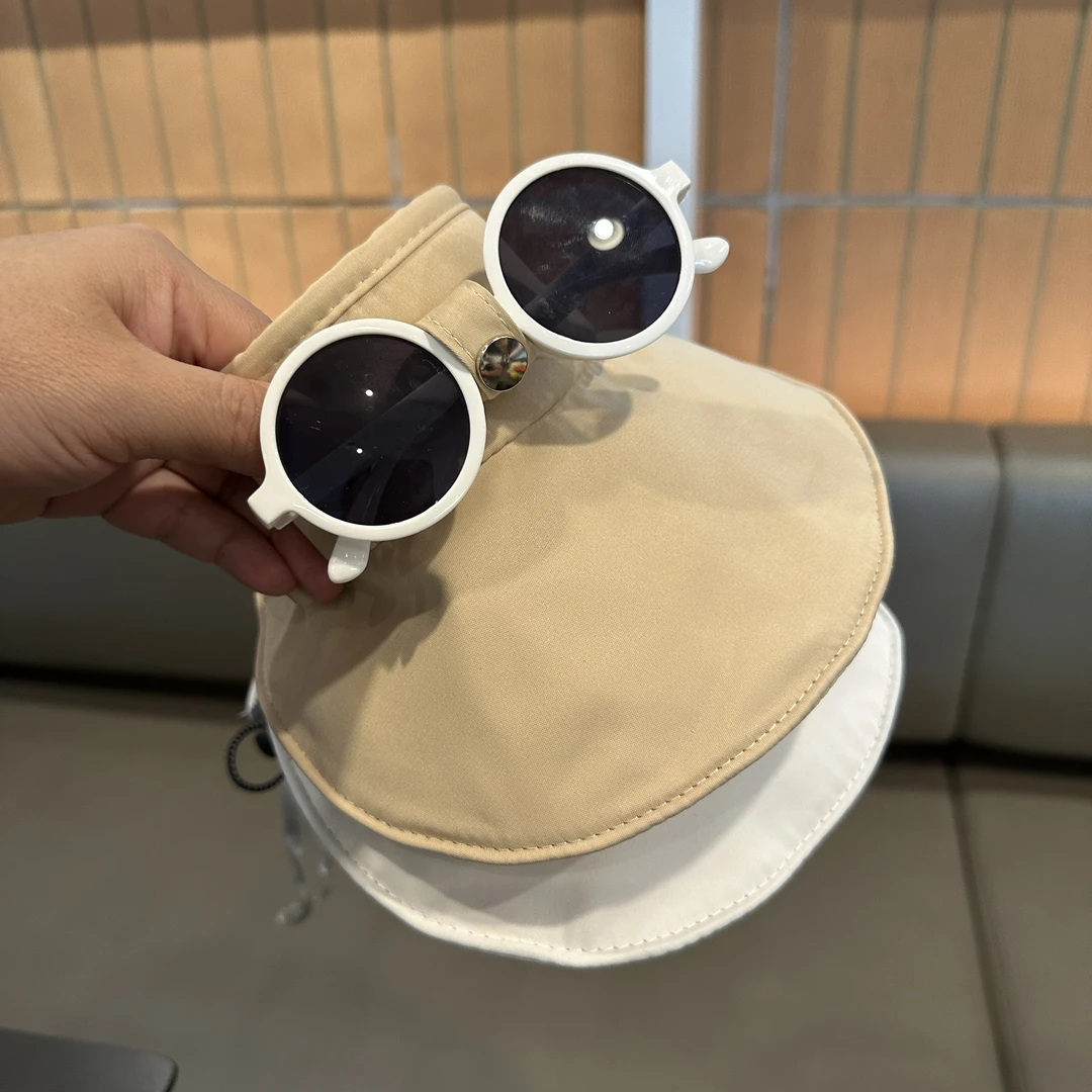 帽子休闲风空顶纯色时尚户外遮阳大帽檐百搭韩版眼镜可拆卸婴儿帽