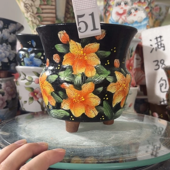 景德镇手绘花盆满38包邮偏远地区除外