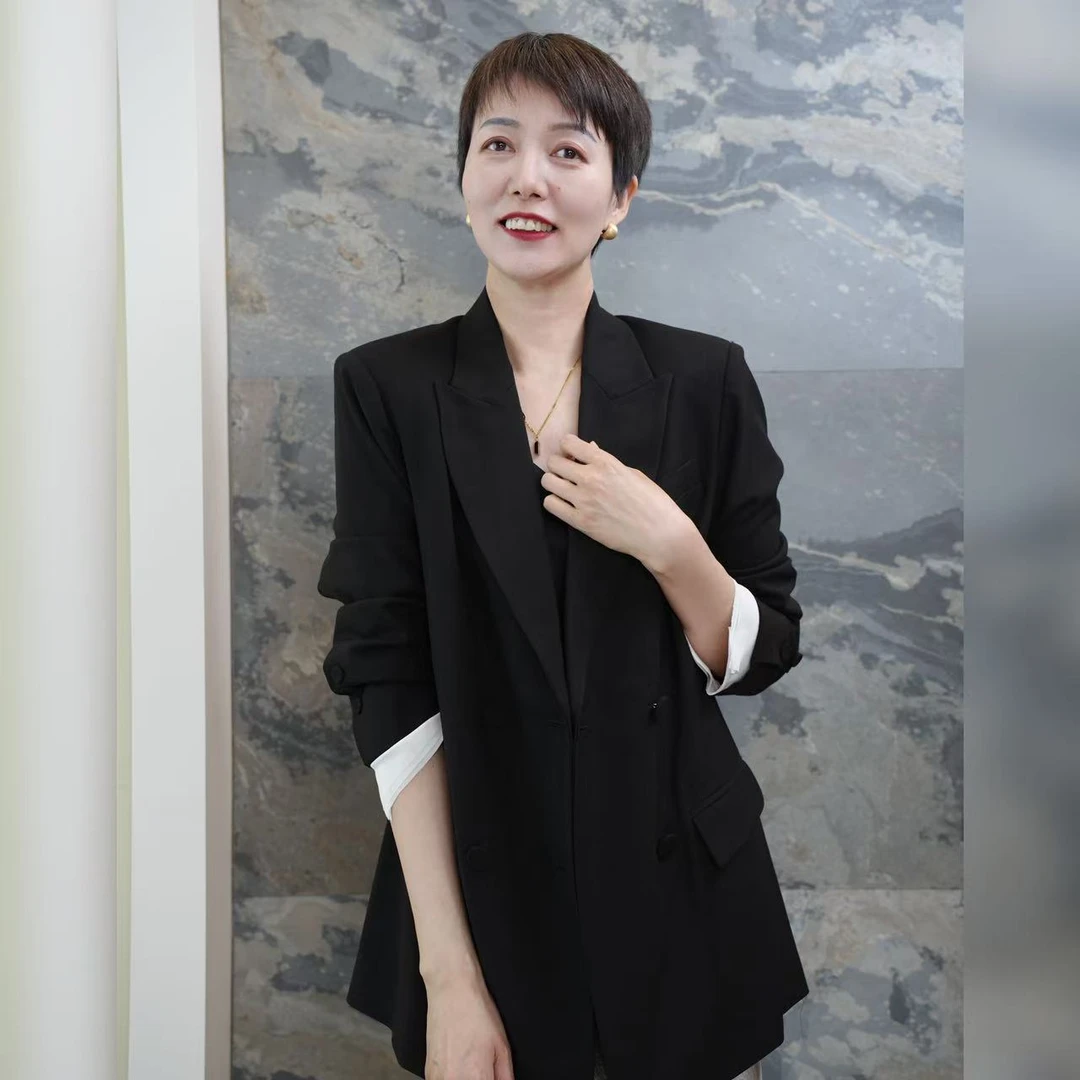 【YAN】极简主义羊毛混纺袖子拼真丝西装外套 # WAIW00582-E2013