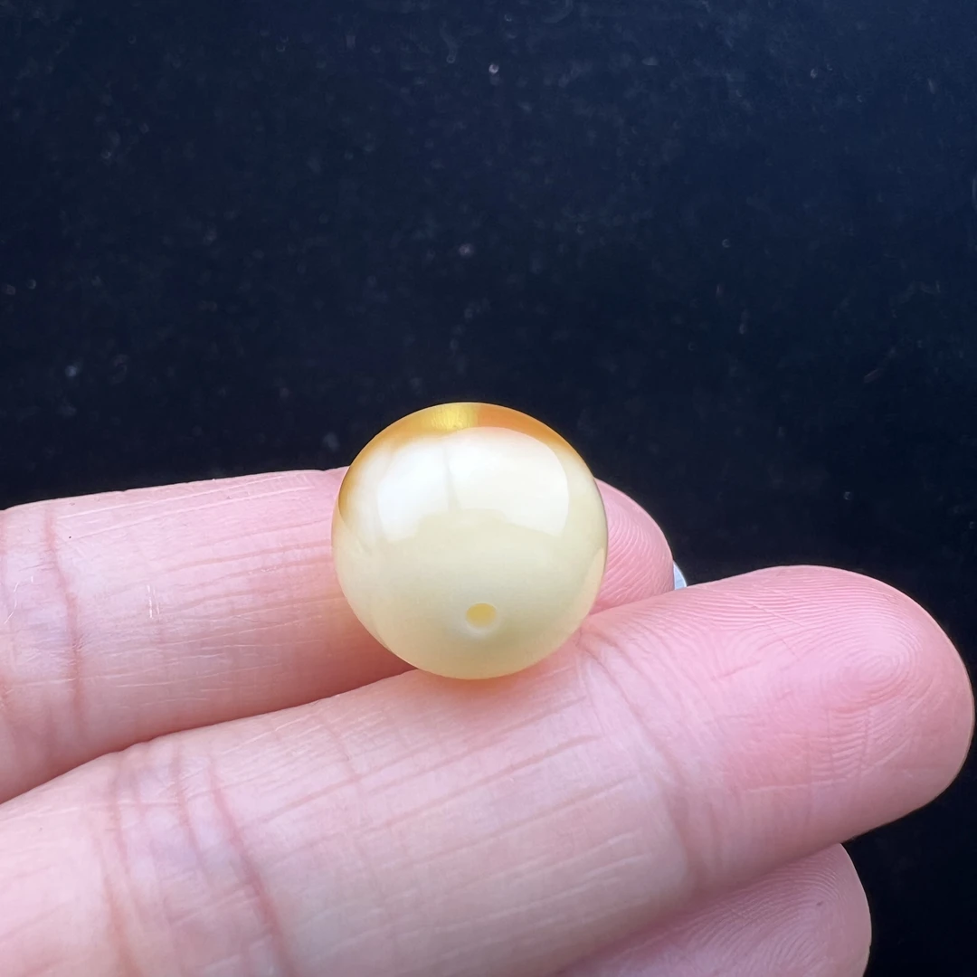 M2026天然蜜蜡 鸡油黄单珠 13.8MM 1.5克支持复检假一罚四