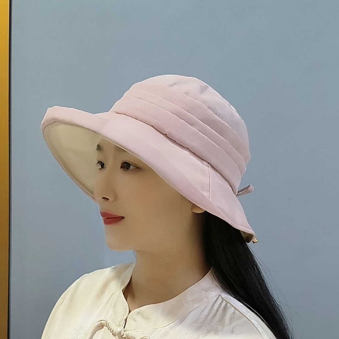 渔夫帽子女夏季法式赫本风优雅气质时尚卷边度假出游防晒薄款盆帽