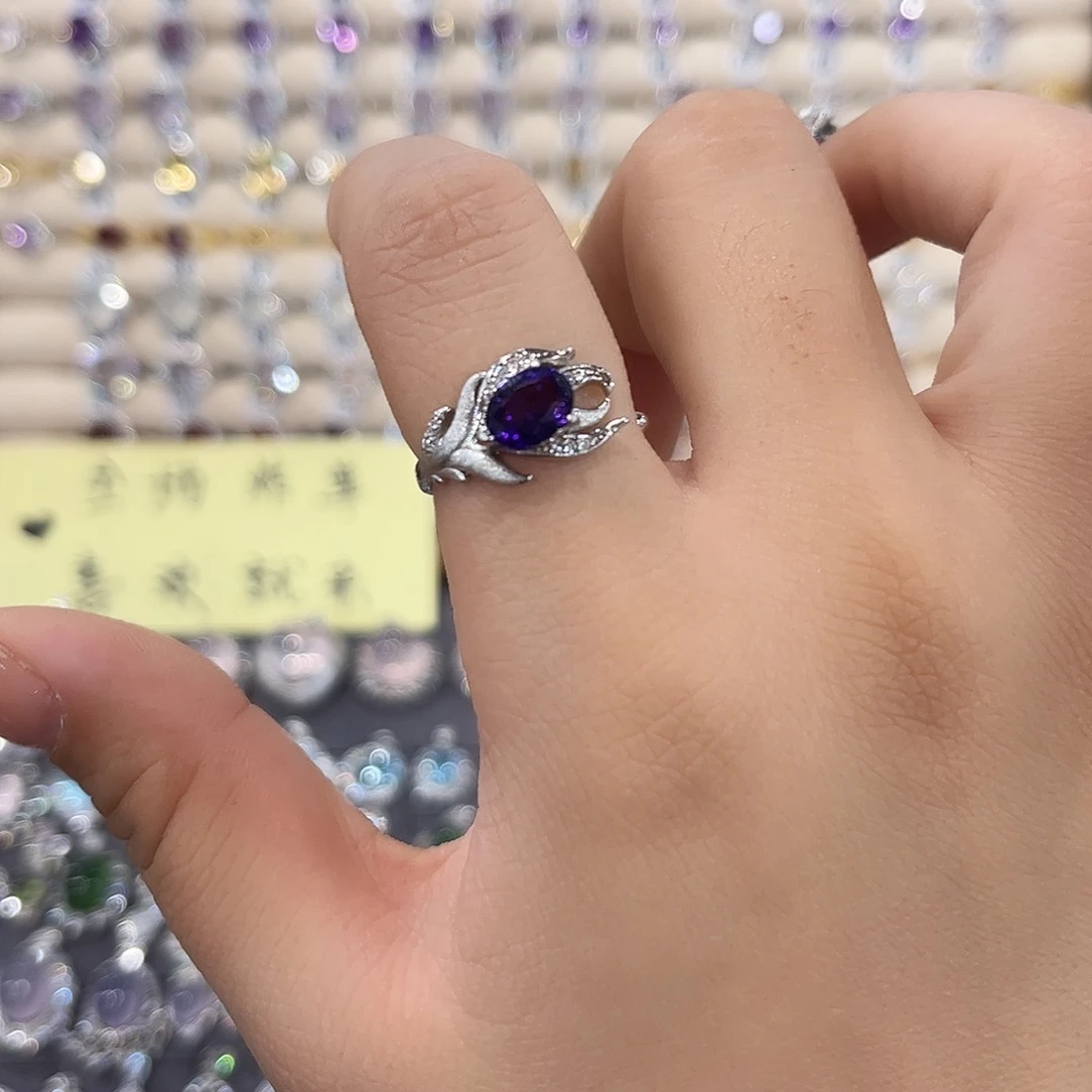 戒指银S925镶嵌紫晶