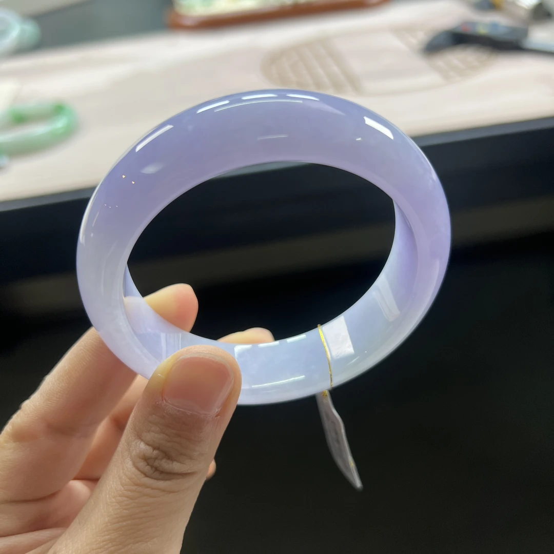 紫罗兰翡翠手镯宽版轮胎镯