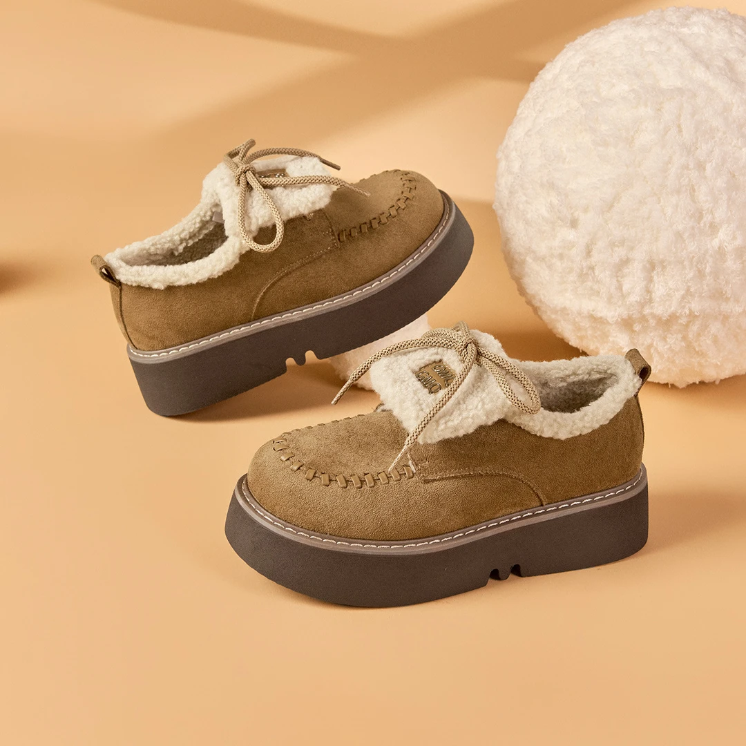 防滑外穿厚底加绒平底加厚冬季雪地靴时尚秋冬百搭休闲短靴保暖平