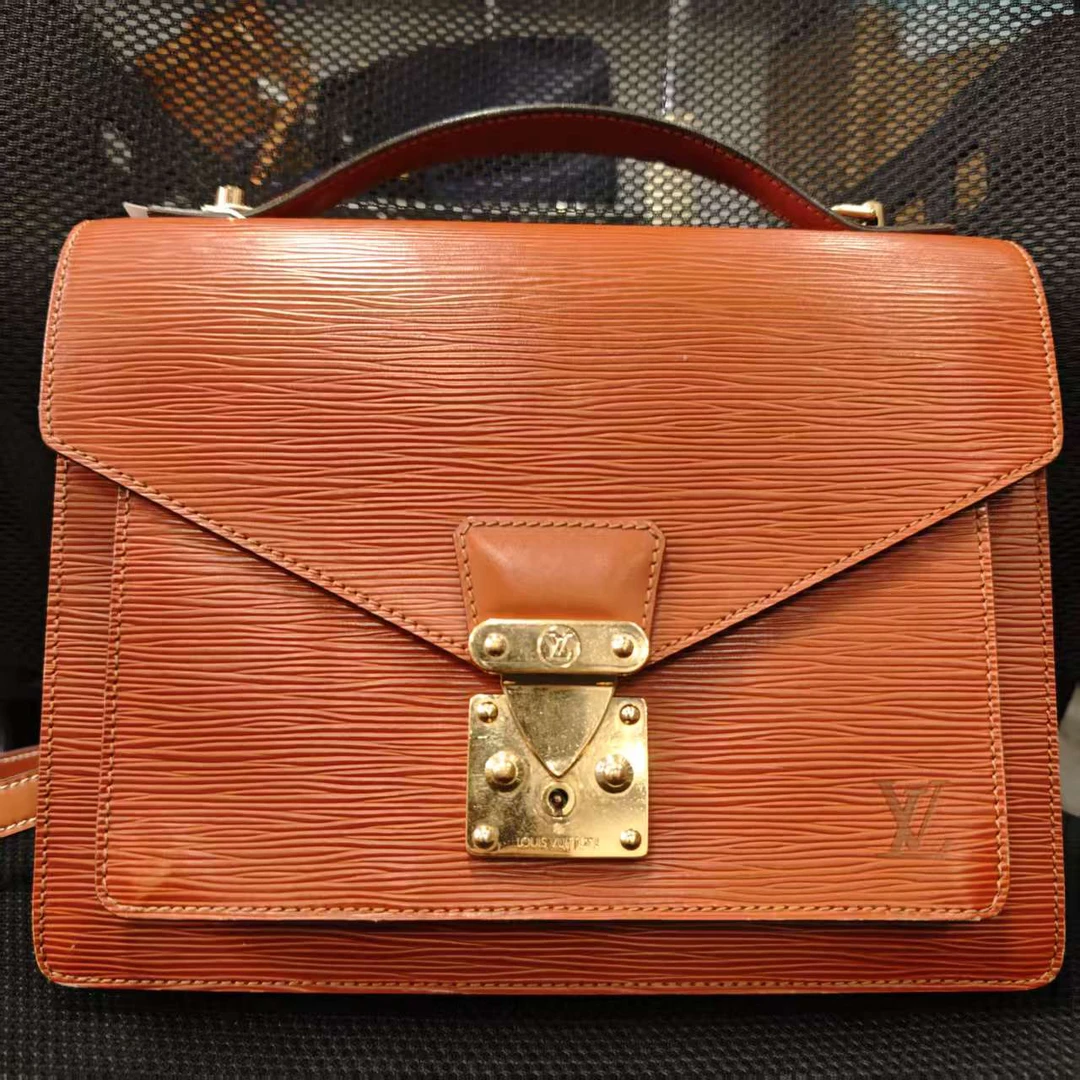 95新 LouisVuitton/路易威登 橙红色水波纹手提包 1205 0715