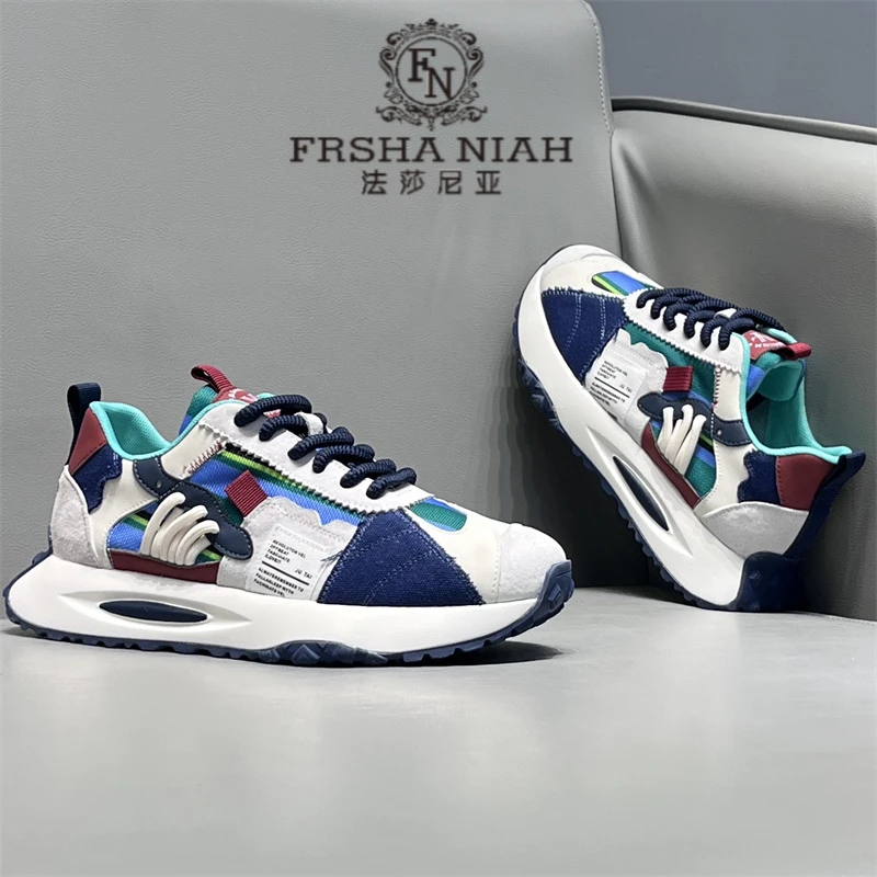 法莎尼亚潮牌男鞋2025新款轻奢百搭运动休闲鞋时尚厚底舒适老爹鞋