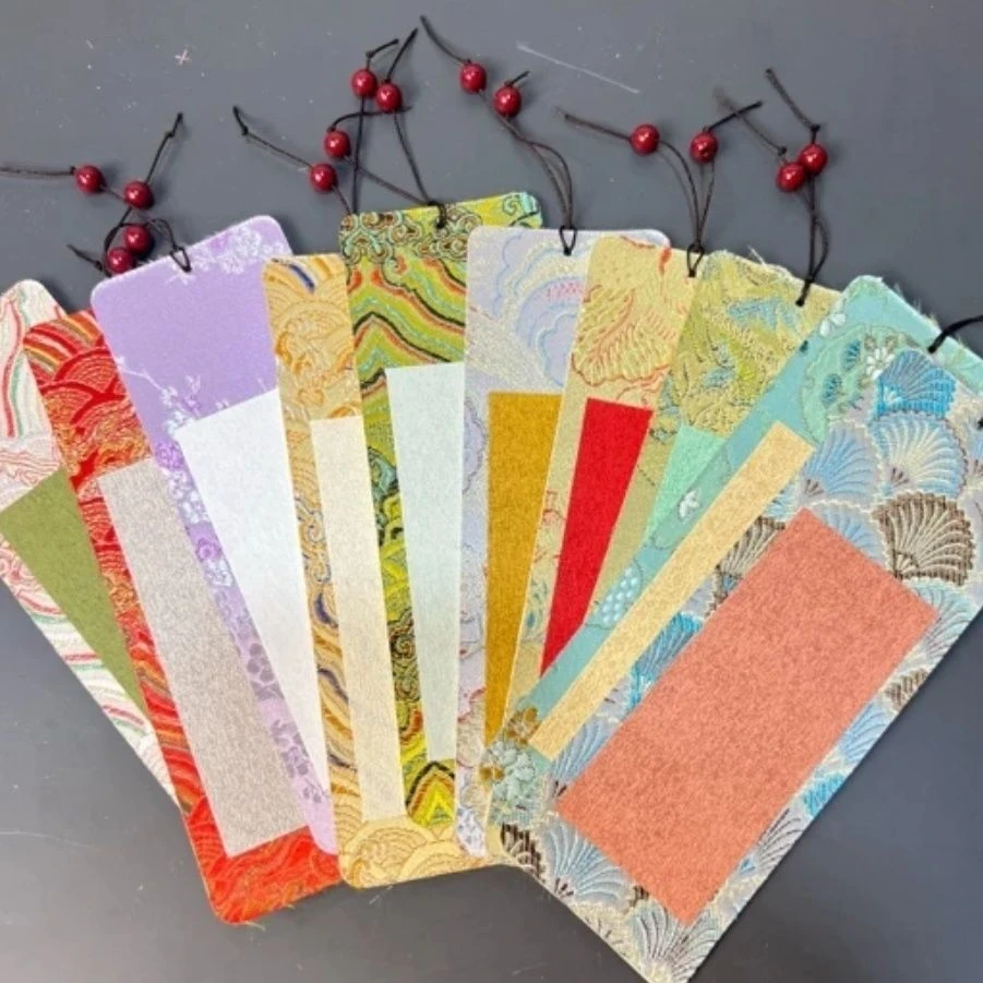 熟宣卡纸宋锦书签陶瓷流苏书签空白古风手写创意绘画书法diy