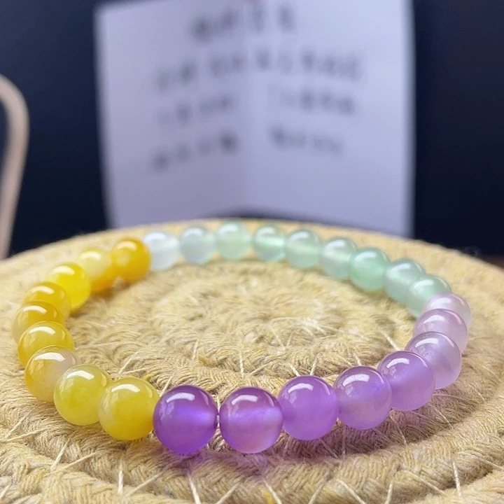 三色冰翡翠手链 卡7