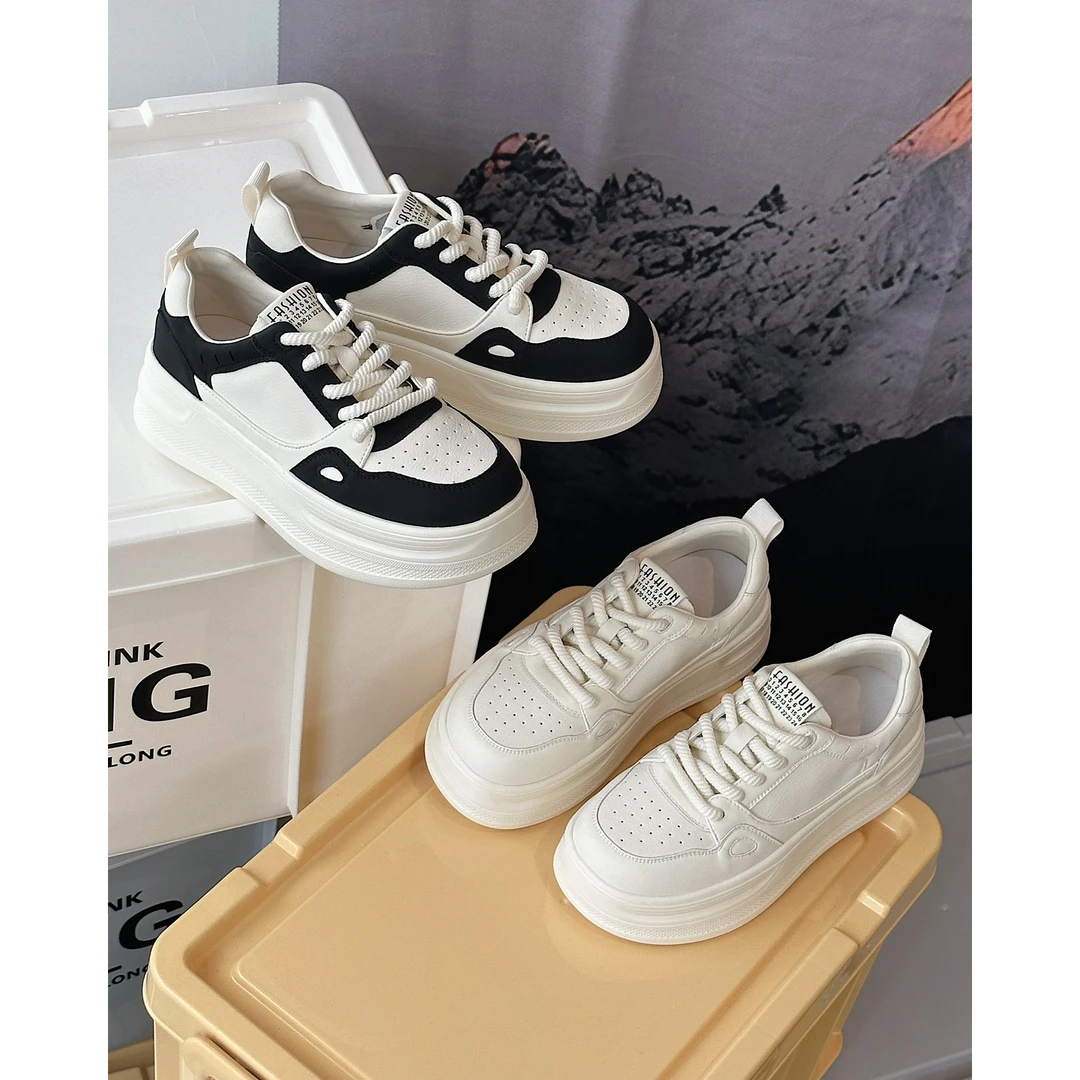 戈美其专柜上新秋冬上新百搭真皮熊猫板鞋增高软底软面390553305