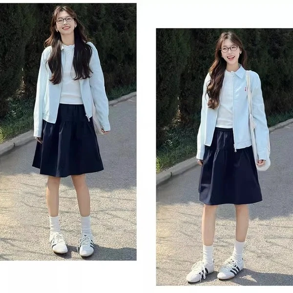 【现货+运补】有口袋短裙高腰芭蕾风白色百褶裙舒适裙子休闲5525