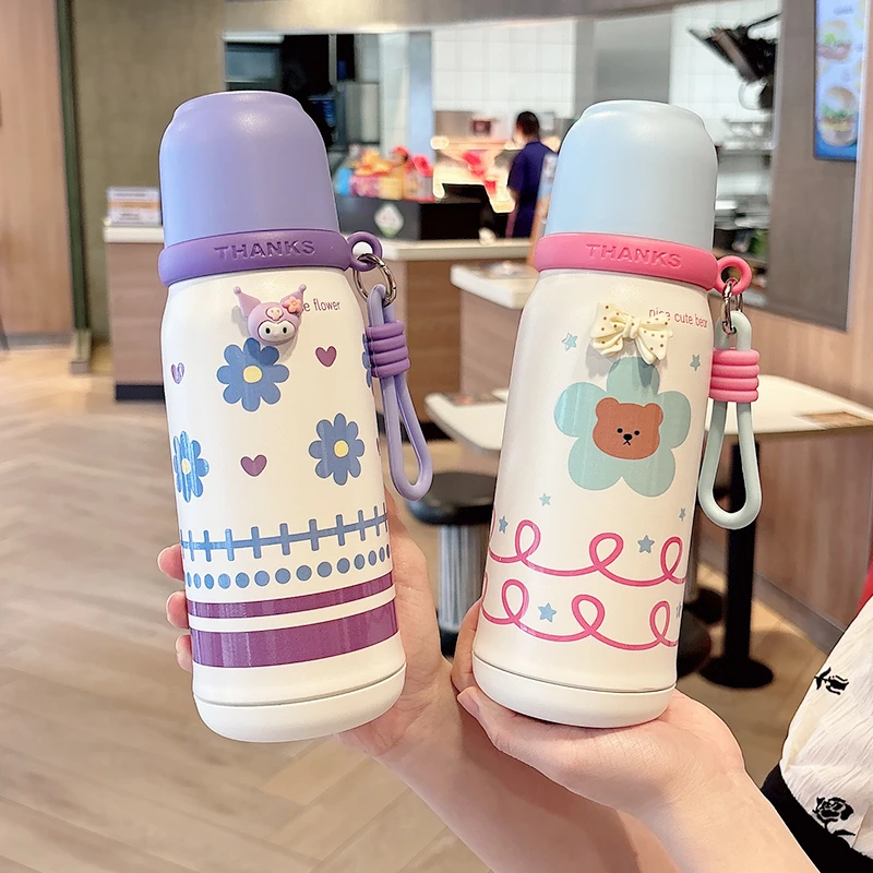保温杯女可爱学生带盖喝水杯高颜值新款大容量茶隔儿童泡茶杯子