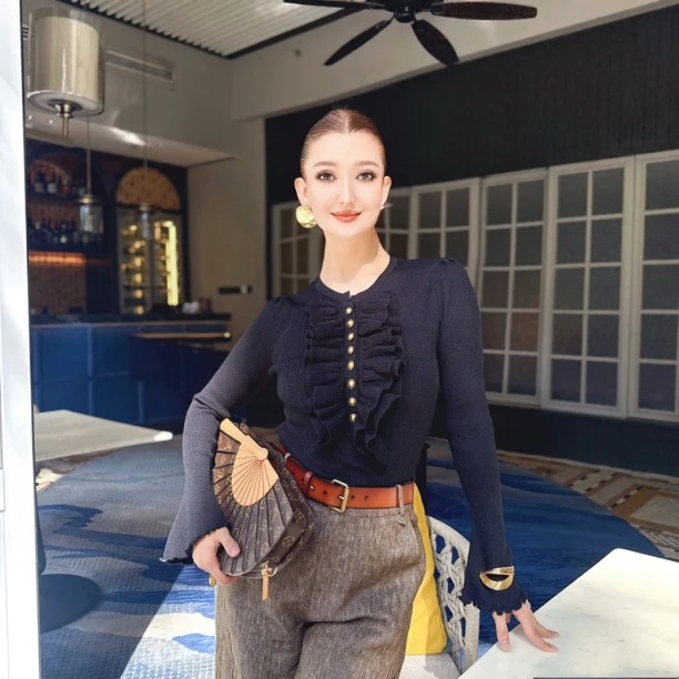 G&PARI（小香之风）欧美名媛风设计时尚百搭针织衫显瘦毛衣打底衫