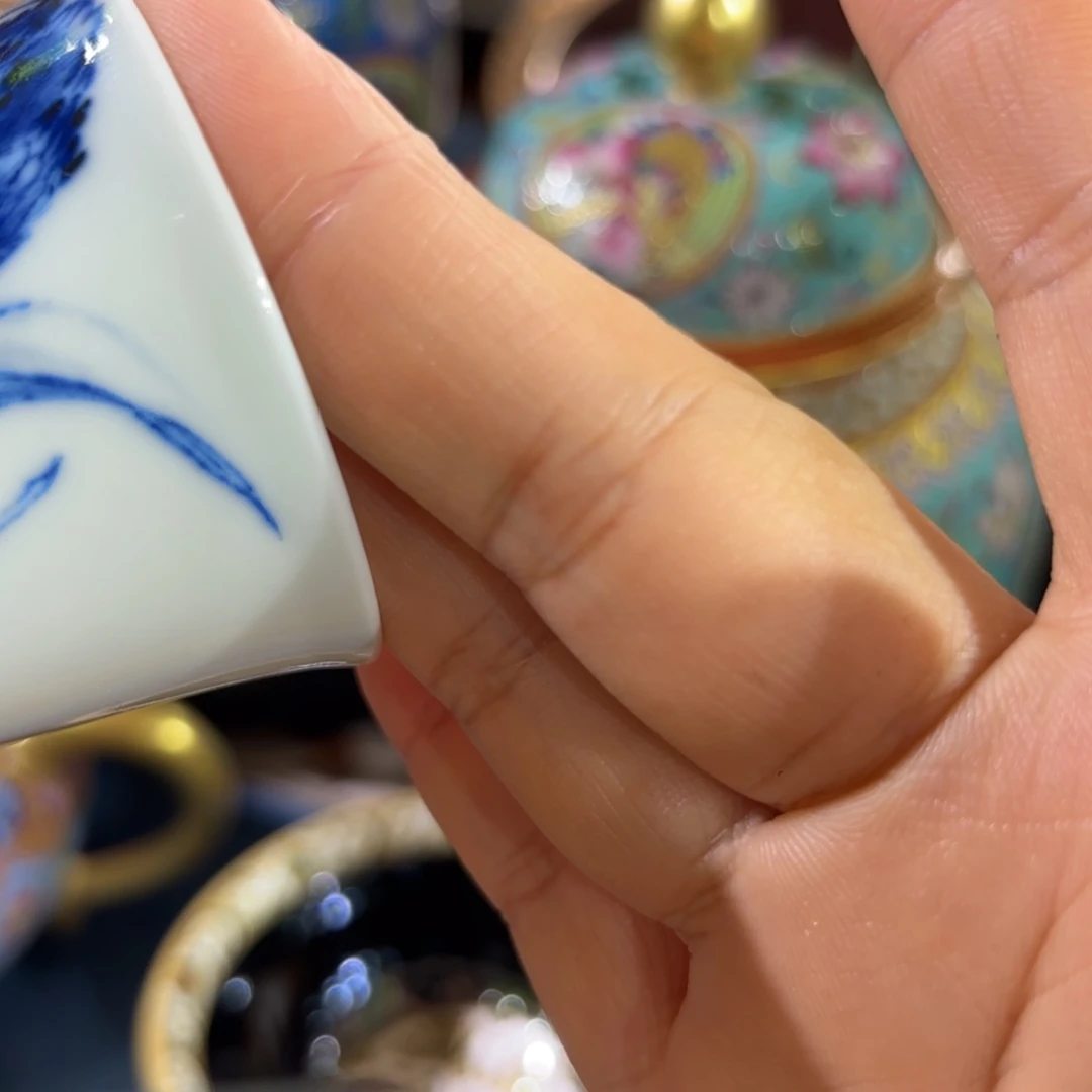 小***拉摆件陶手工手绘粉彩老板杯