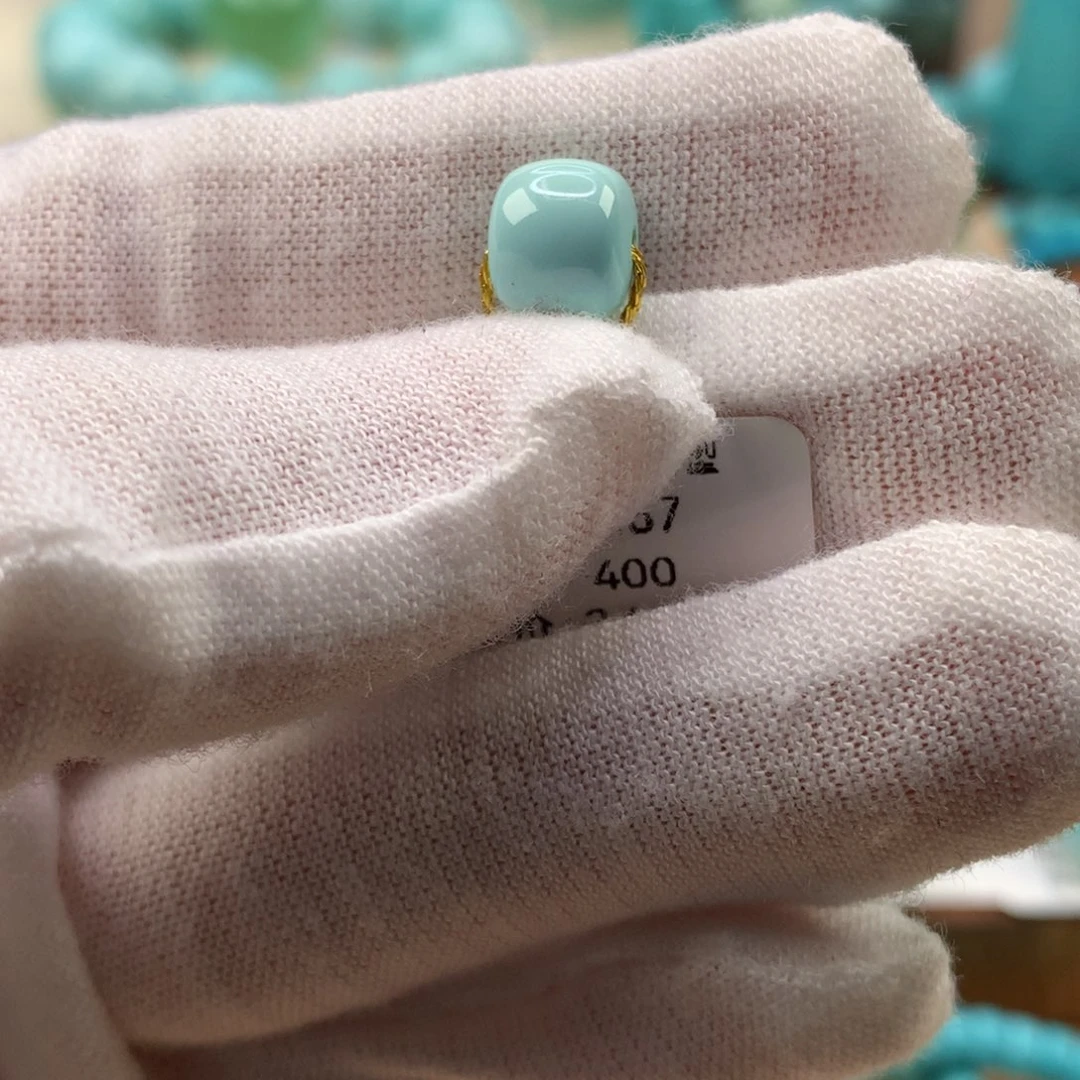 绿松石未镶嵌珠宝奇石高瓷蓝绿老型8.3*7.2mm