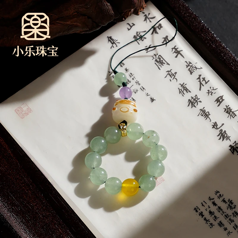 原创设计东陵玉国风招财猫简约百搭手机挂链多样性发一-8042-2