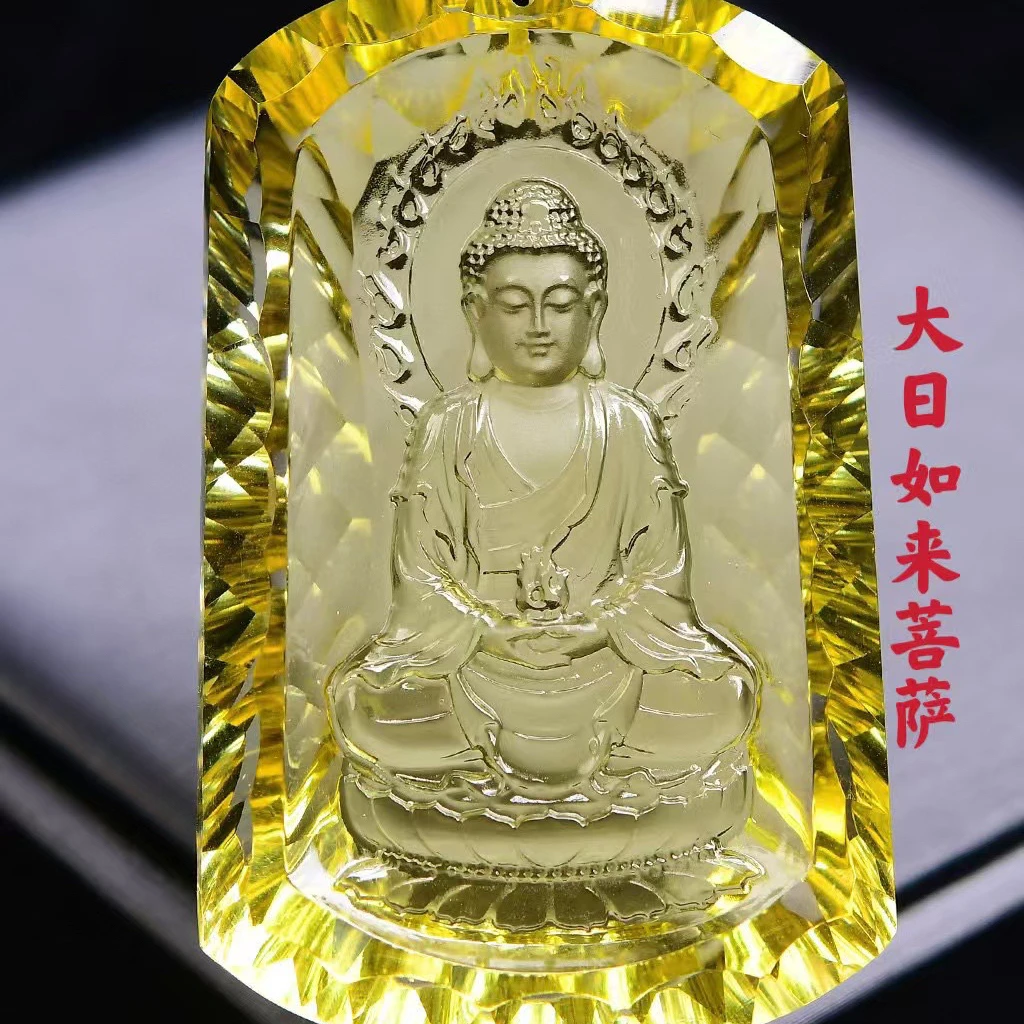 天然黄水晶大日如来佛祖吊坠男女款生肖羊猴本命年守护神项链礼物