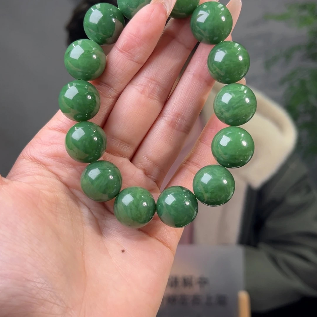 和田玉未镶嵌手链纯天然和田玉俄罗斯碧玉5号矿卡16