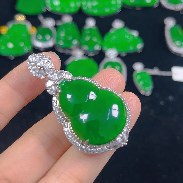 翡翠银S925镶嵌吊坠(不含链)