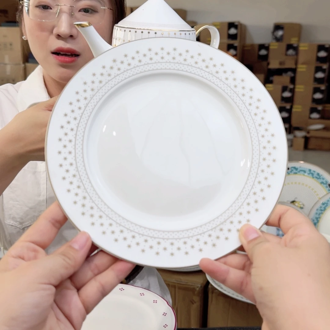 骨瓷骨瓷8英寸20cm平盘2只外贸骨瓷