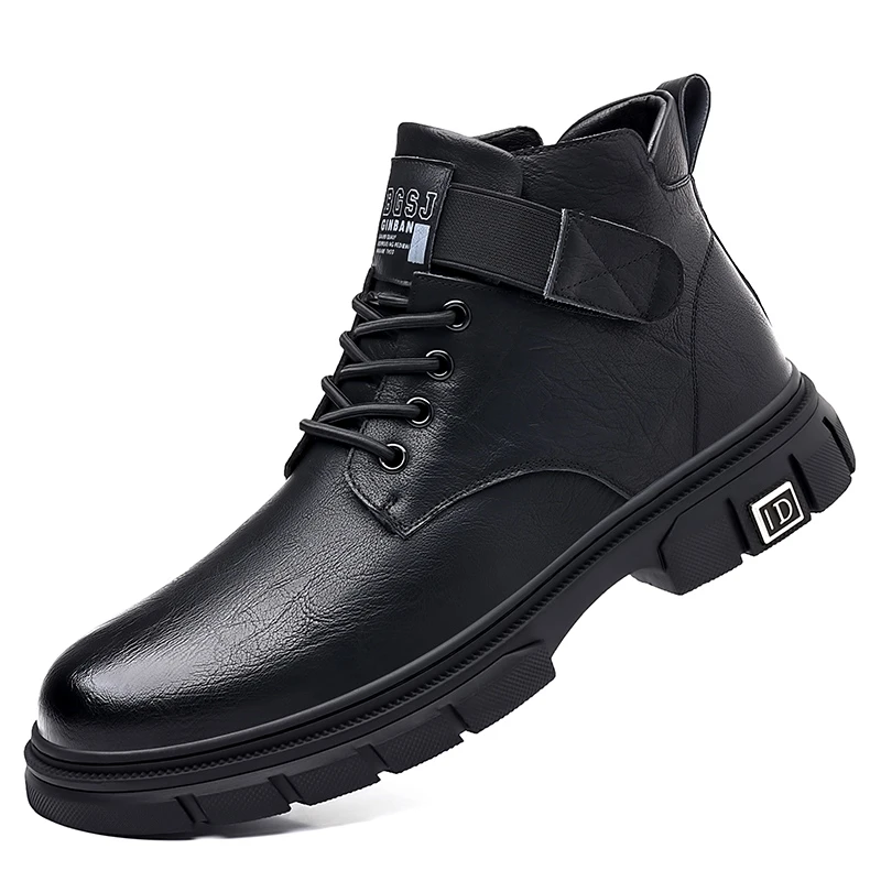 秋冬季时尚真皮高帮百搭潮流厚底韩版英伦风2025网红马丁靴男士