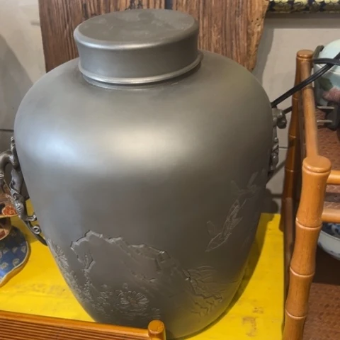 蜜安罐瓷香炉锡茶则