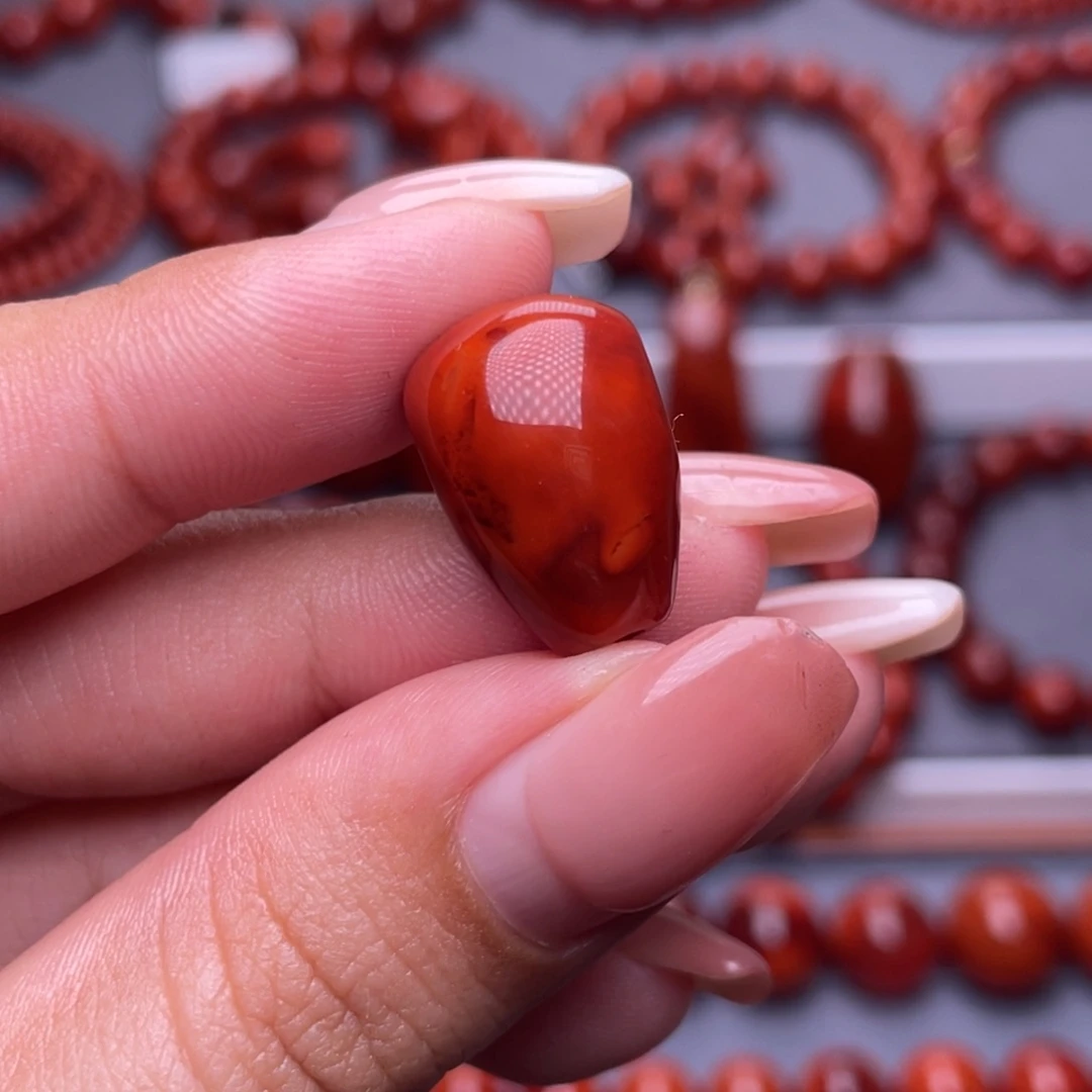 未镶嵌其他南红玛瑙精品12.4mm瓦西玫红双色三通