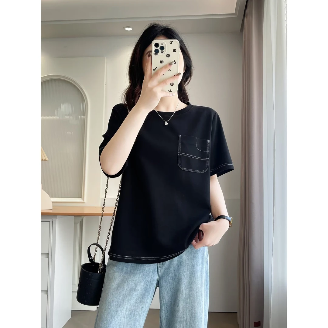 大码女装 胸108-132 双压线短袖187#