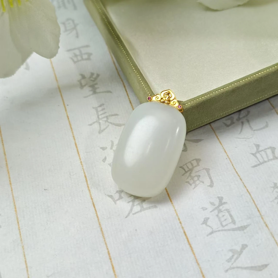 【小池专属】 18K和田玉无事牌吊坠 32*23*11* SRZC048