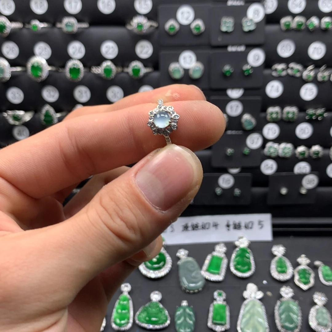 翡翠银S925镶嵌戒指