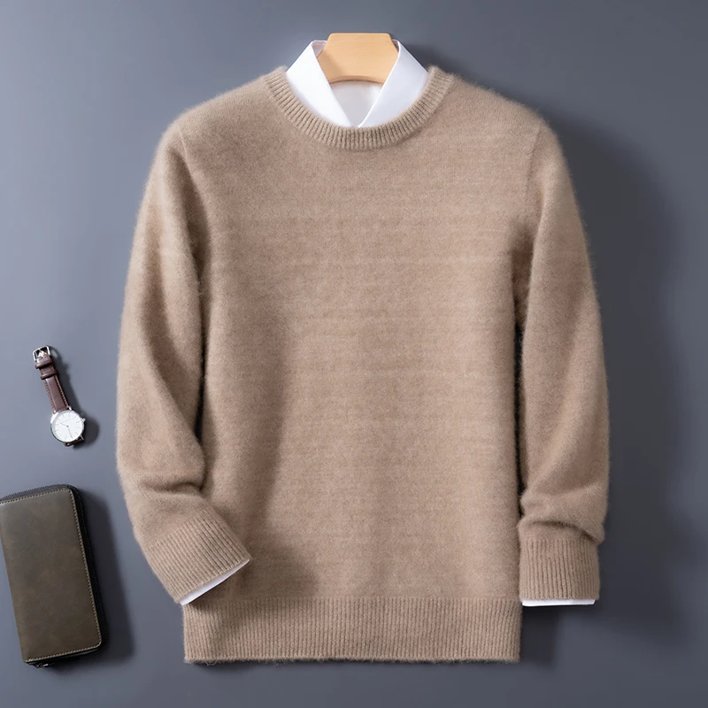重磅加厚~秋冬新款圆领套头款男士羊毛衫百搭针织衫毛衣