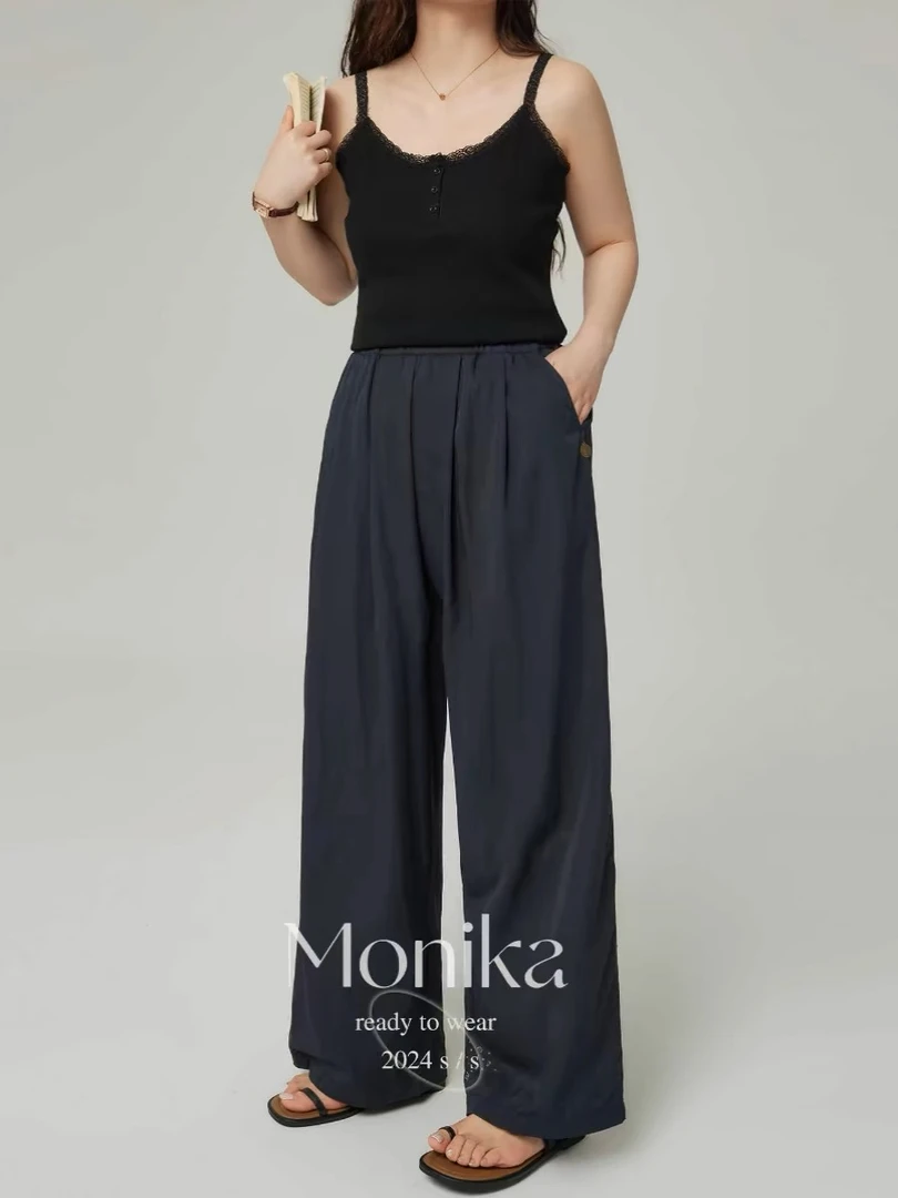 静姐秋季新款宽松休闲直筒百搭直筒裤25193