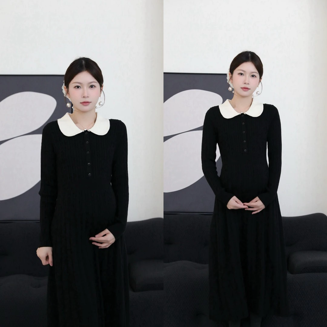 style【心动符号小黑裙】【可哺乳】秋冬显瘦连衣裙打底裙孕妇装