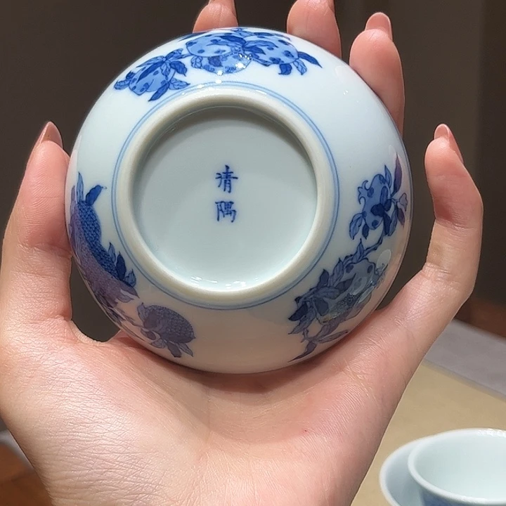 雀*润三多普洱杯陶瓷手工手绘