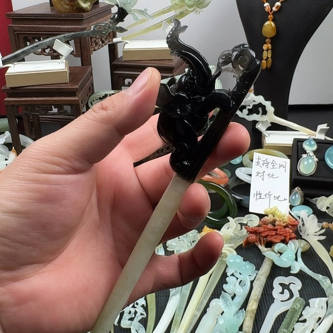 蛇纹石玉未镶嵌发饰