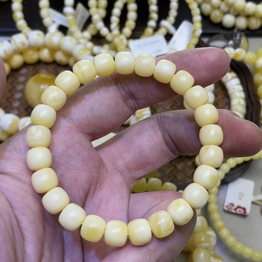 蜜蜡手串未镶嵌8.8mm特白醇蜡