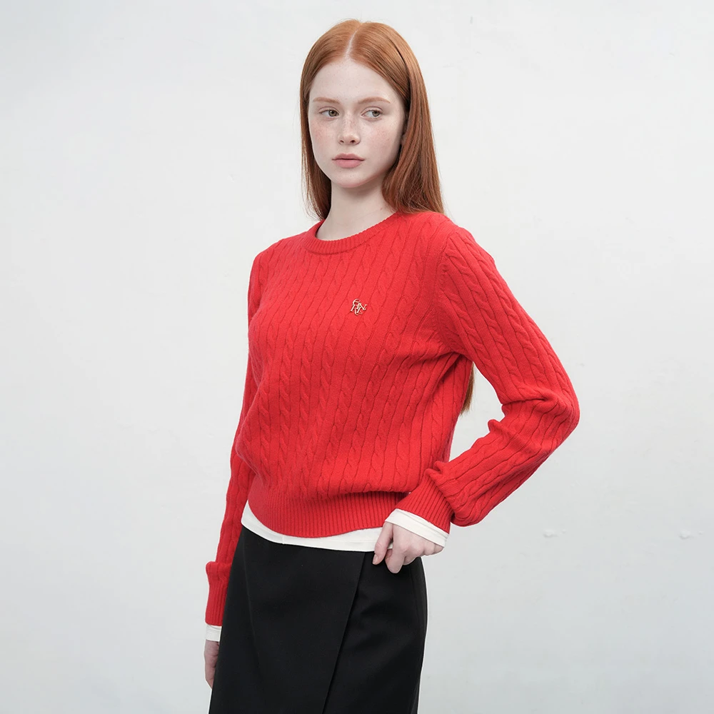 GENERAL IDEA BY BUMSUK经典老钱麻花针织圆领毛衣5527