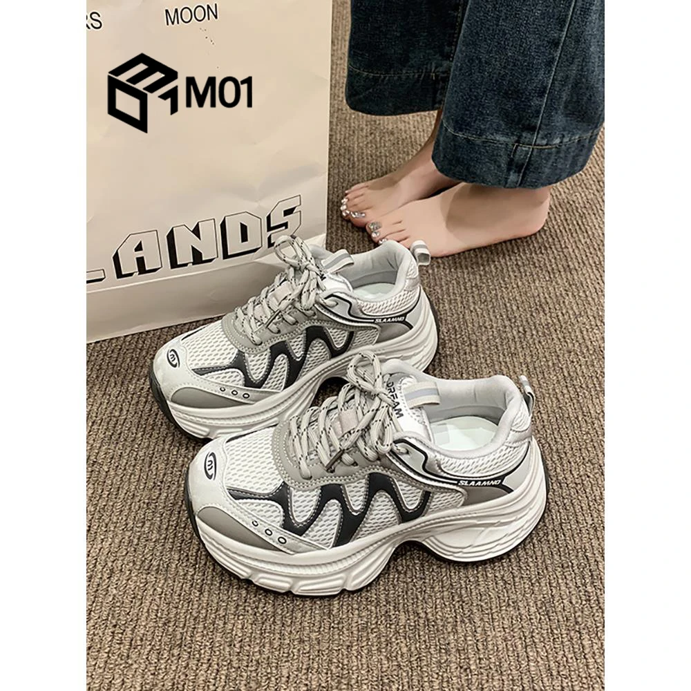 M01爆款增高老爹鞋女夏季薄款阿甘鞋超火新款网面透气运动休闲鞋